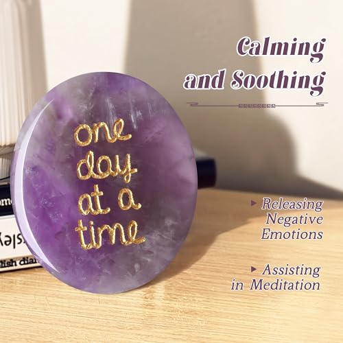 QINJIEJIE Amethyst Crystals Thinking of You Inspirational Gifts Pocket Hug