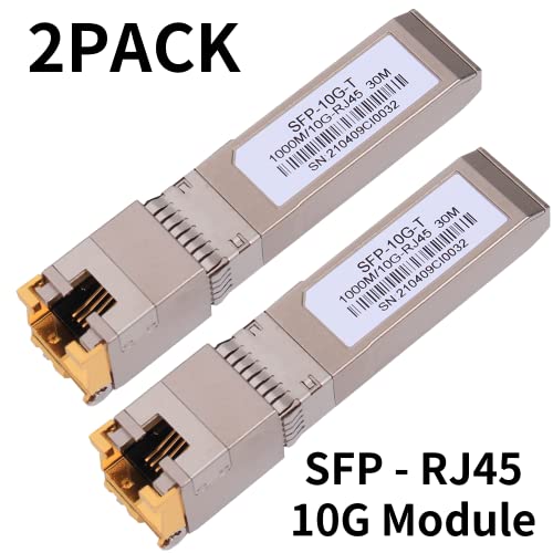 2 pieces 1.25/2.5/5/10G SFP+ RJ45 copper module - up to 30 m with CAT.6a/7 compatibility for Cisco, Ubiquiti, Netgear, D-Link, Supermicro, TP-Link, Mikrotik, Unifi and more, SFP 10GBase-T transceiver 2 Stück 10Gb SFP to RJ45 modul