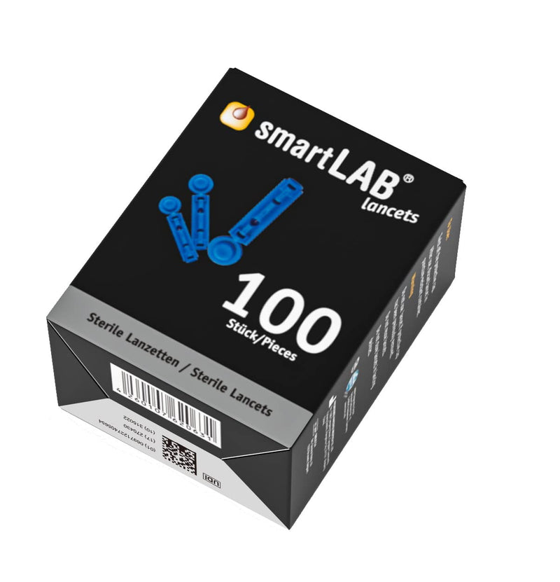 smartLAB Lancet Box with 200 Lancets in Two Boxes | Compatible with Medisana Lancing Aid SD | Blood Sugar Lancets 28G Strile