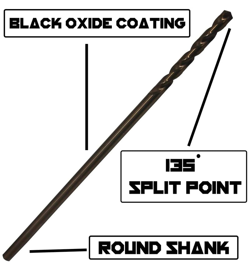 5/8 Inch x 12 Inch Aircraft Drill Bit (Professional Grade) Extra Long Black Oxide Cobalt Extension Bit - Perfect for Drilling into Sheet Metal, Stainless, Aluminum, Wood, & Copper 5/8" x 12"