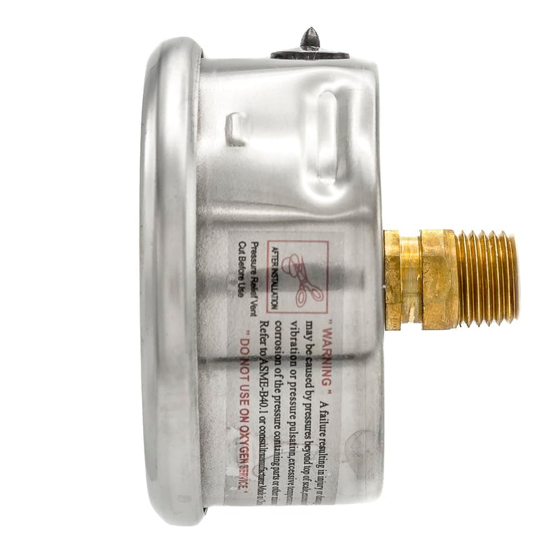 [Australia - AusPower] - 2 Pack of Liquid Filled Center Back Mount Pressure Gauge with 2.5" Dial, 0-6000 PSI, 1/4" Male NPT Connection, Stainless Steel CASE and Bezel (2) 