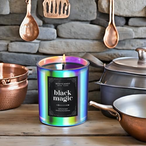 BCNY Black Magic Candle – Cool Spiritual Scented Black Candle Enchantment, Scented Aromatherapy Soy Candles Gifts for Men Women – Transform Your Home with Mystical Ambiance – Handcrafted in USA