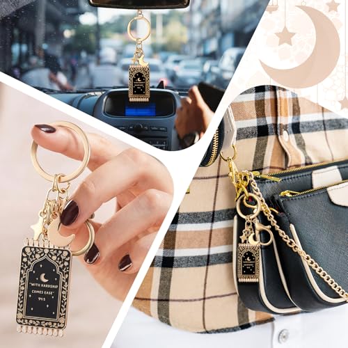 Islamic Keychain Gifts Bulk Plated Enamel Muslim Keychain Islamic Gifts for Women Men Black and Gold 12