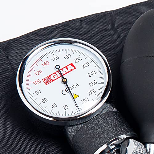 GIMA YTON Classic Aneroid Sphygmomanometer with Stethoscope, Nylon Strap with Fastening, Latex Free, Manual Adjustment, Bulb with Chrome Valve