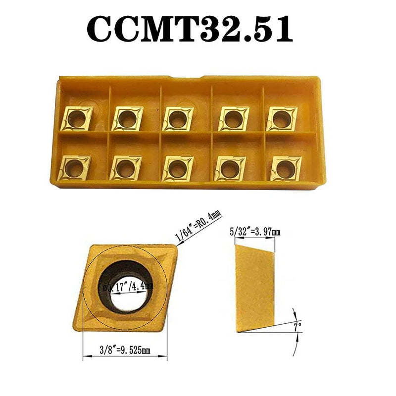 CCMT09T304 Indexable Inserts, Carbide Turning Inserts, Multilayer Coated, Replacement Parts for CNC Lathes and Drill Rods (Pack of 20 CCMT09T304) 20pcs CCMT09T304