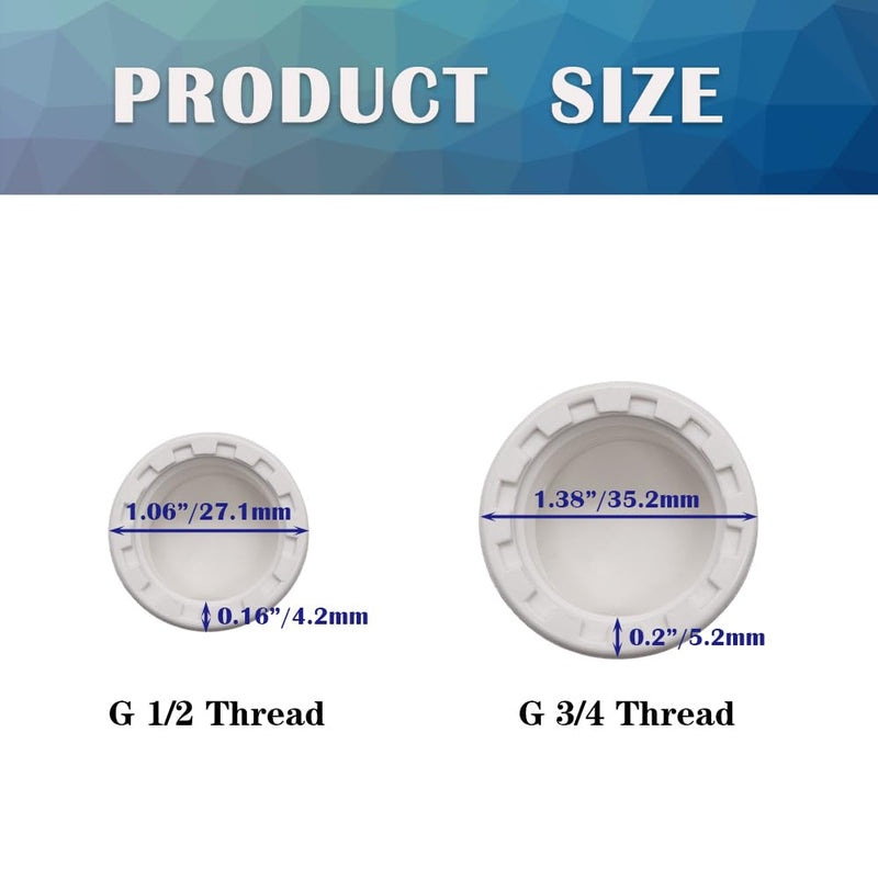[Australia - AusPower] - 12PCS 1/2inch White PVC Female Thread Pipe End Cap Plug Adapter PVC Fittings 1/2" Fitting Fit for 0.5inch Pipes or Fittings SCH40 HE031-1/2 0.5 Inch 