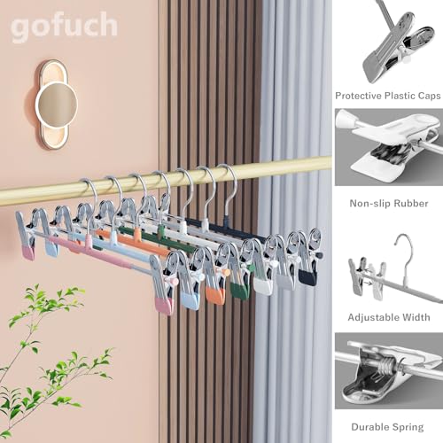 Pants Hangers with Clips - 20 Pack Heavy Duty, Non-Slip Adjustable Space Saving Skirt Hangers for Pants, Jeans, Shorts | Black | 12 Inch