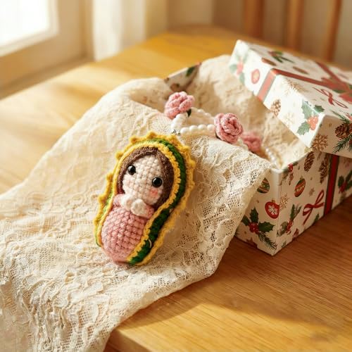 Crochet Virgen De Guadalupe Cute Virgin Mary Crochet Car Accessories Pink Guadalupe Pink
