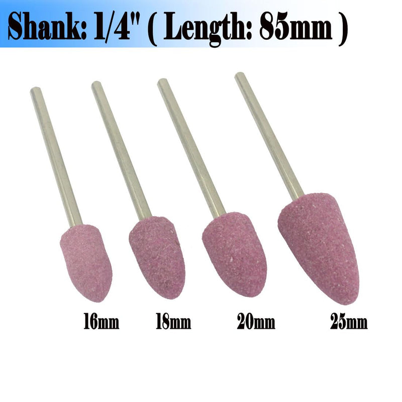 [Australia - AusPower] - 𝐋𝐮𝐨 𝐤𝐞 10 Pcs 85mm Extra Long Shank Rotary Grinding Stones - 1/4'' Round Shank Abrasive Stone Mounted Grinding Bits for Rotary Tools, Drill, Grinder 