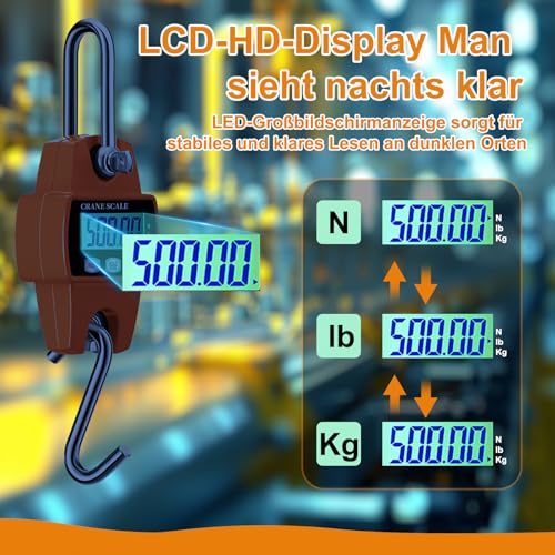 Crane Scales 500 kg 1100 lbs Electronic Hanging Scales Portable LCD Train Scales with Hook Train Scales Game Scales Digital for Hunting, Farm, Factory | 8 Labels & 2 Spoons, Rotating Cereal Dispenser for Muesli Rice Grains Candy...