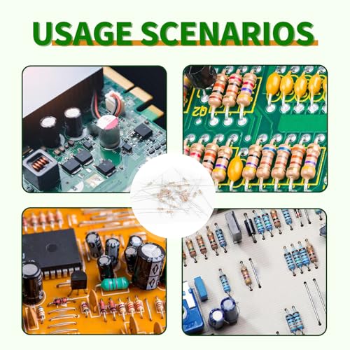 100 Values 1000 Pieces Resistors Set 1/4 W Carbon Film Resistance Assortment 0 Ohm to 5.6 m Ohm 1/4 Watt 5% Carbon Film Resistor Kit 1/4W 5%