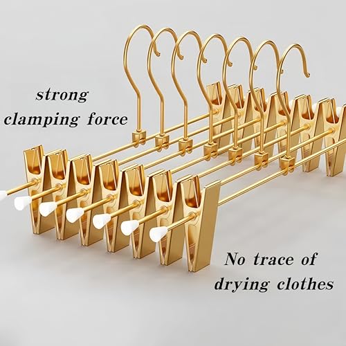 Gold Aluminum Pants Hangers,Hangers with 2-Adjustable Clip Gold 10