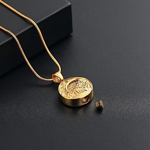 Urn Necklace for Ashes Celtic Knot Cremation Jewelry for Ashes Mountain Necklace for Women Valley Sunset Keepsake Memorial Pendant Moon Mountain Range Necklaces Gold