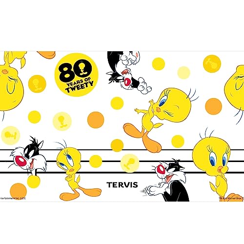 Tervis Traveler Warner Brothers Tweety 80th Anniversary Triple Walled Insulated Tumbler Travel Cup Keeps Drinks Cold & Hot, 20oz, Stainless Steel