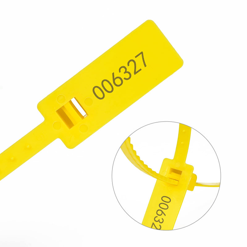 [Australia - AusPower] - Heavy Duty Plastic Security Seals Self Locking Tamper Evident Shipping Seals Numbered Security Tags Pull Tight Securing Straps Truck Trailer Seals Length 337 mm 13.2" (Yellow 100 PCS) Yellow 