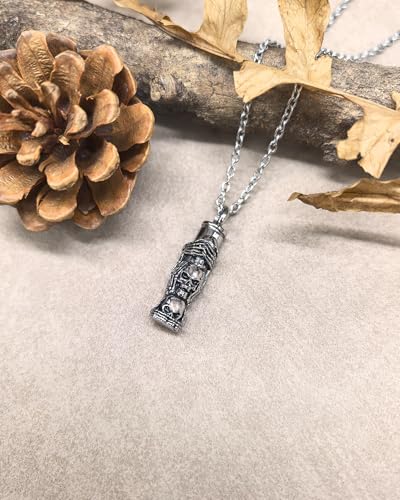 Cylinder Ash Necklace for Men Skull Cremation Jewelry Urn Keepsake Pendant Goth Necklace Memorial Jewelry Gifts Silver