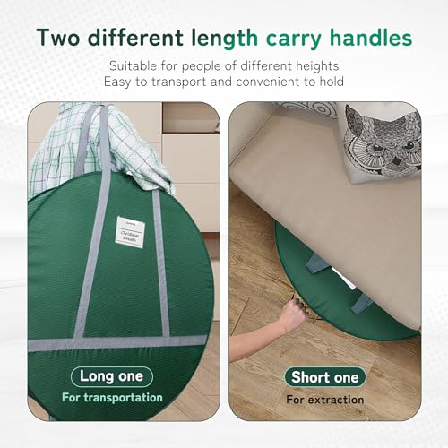 30 in Wreath Storage Container Made of 600D Nylon Oxford Fabric and Steel Wire. Wreaths Storage Bag has 4 Interior Velcro Fasteners and a Removable Inner Pocket. (1 Pack) 1