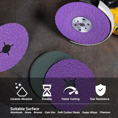 115mm Fibre Discs 80 Grit Ceramic Resin Fiber Sanding Discs 4.5 Inch-80 Grit