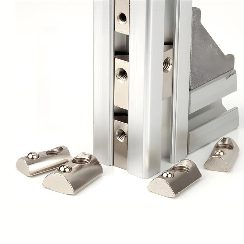 [Australia - AusPower] - 10Pcs Silver 1/4-20 Steel Roll in T-nut with Ball Spring, Suitable for 1010 Series or 1.0 Inch Base Aluminum Extrusion Profile Rail?Fasteners 