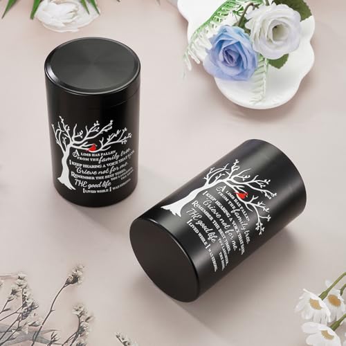 SOITIS Set of 4 Small Urns for Human Ashes Keepsake, 3.54 Inches Stainless Steel Mini Urns for Ashes, Cremation Urns for Women Men, Funeral Keepsake Burial Holder Black+silver
