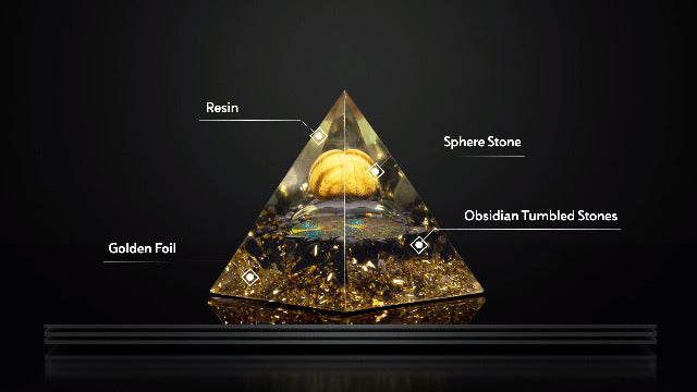 mookaitedecor Lapis Lazuli Crystal Sphere Orgone Pyramid with Obsidian Tumbled Stones and Tree of Life Symbol Ornament for Protection Meditation Home Decor Blue-1