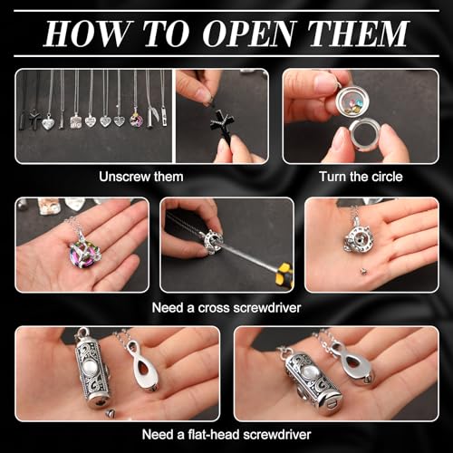 Ecation 15 Pcs Urn Necklace for Ashes Women Cremation Jewelry Purple