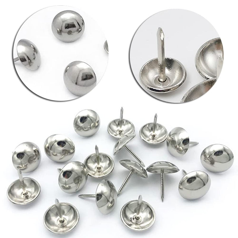 [Australia - AusPower] - 500Pcs Upholstery Tacks, BetterJonny Decorative Furniture Nails Pins Sliver Metal Thumb Tacks for Upholstered Furniture Cork Board, Home Decor(17X11MM) Silver 