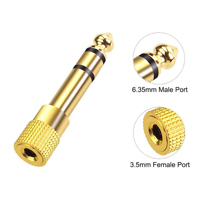 [Australia - AusPower] - VCE 6.35mm (1/4 inch) Male to 3.5mm (1/8 inch) Female Stereo Audio Jack Adapter for Aux Cable, Guitar Amplifier, Headphone, 2 Pack 
