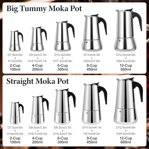 2 Cup Stainless Steel Moka Pot Stovetop Espresso Maker 2 Cup 100ml