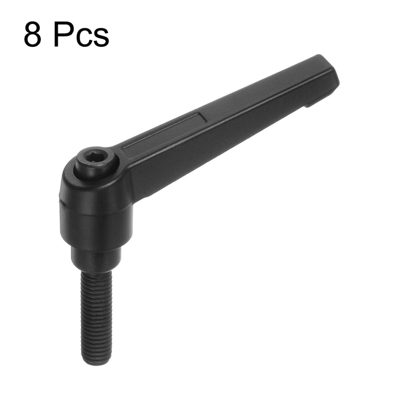 [Australia - AusPower] - 8pcs Adjustable Clamping Lever Handles M8 x 25mm Male Thread Bolt Knobs Rotating Screw Locking Quick Release Ratchet Push Button Handle, Black 