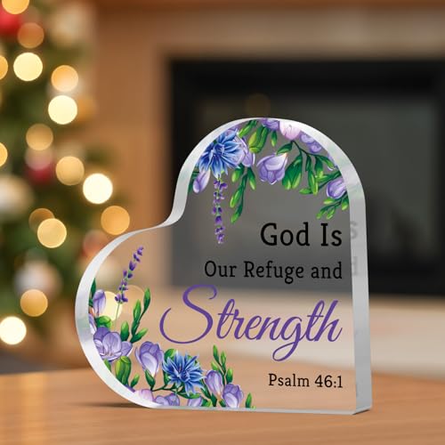 Inspirational Christian Gifts for Women Acrylic Heart Table Decorations Bible Verse Gift Religious Faith Gifts Spiritual Gift for Friend Christmas Birthday Present for Family Home Office Decorations Bible Verse Desk Sign