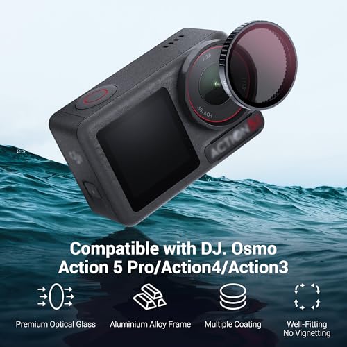 JJC 4-Pack ND CPL Filter Kit for DJI Osmo Action 5 Pro/Action 4/ Action 3, ND8 ND16 ND32 Neutral Density Filter with Circular Polarizer Polarizing Filter, HD Optical Glass/Aluminium Frame/Multi-Coated ND8,ND16,ND32,CPL Filter Set