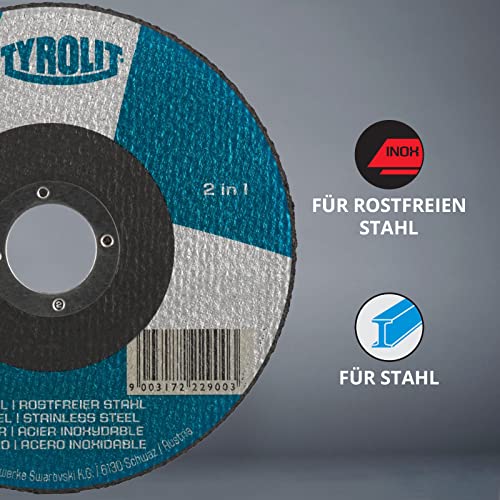 Tyrolit 25 x Basic Cutting Discs 125 mm x 1 mm x 22.23 mm A60Q | Cutting Discs for Metal, Steel & Stainless Steel I Extra Thin for Fast & Low Burr Separation of Sheets or Pipes | Long Service Life 25 pieces