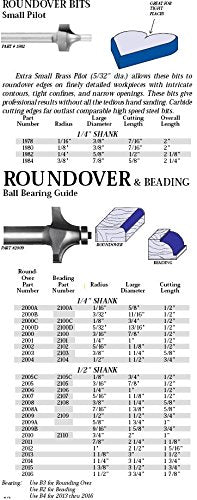 Whiteside Router Bits 2009 Round Over Bit with Ball Bearing
