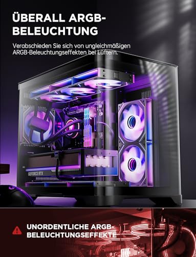 AsiaHorse DAWN Pro RGB PC Fan 120 mm Case Fan Pack of 3 ARGB Daisy Chain PC Fan [Infinity Mirror] [HDB] 71 CFM/1850 RPM/2.6 MMH2O 4 Pin PWN & 5V 3-Pin ARGB for Asus Aura ASRock GIGABYTE MSI black 3 x 120MM-Forward