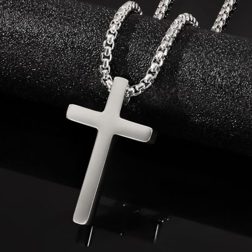 Faith Cross Pendant Necklace for Men Religious Christian Jewelry Gifts for Son 22 Inches