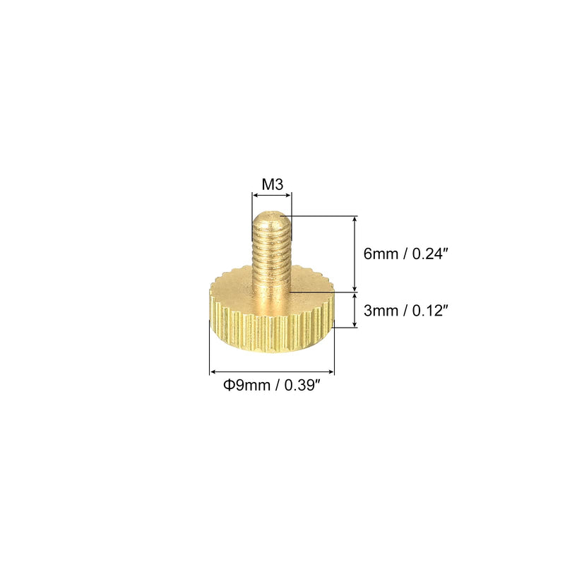 [Australia - AusPower] - uxcell Knurled Thumb Screws, M3x6mm Flat Brass Bolts Grip Knobs Fasteners for PC, Electronic, Mechanical 2Pcs 