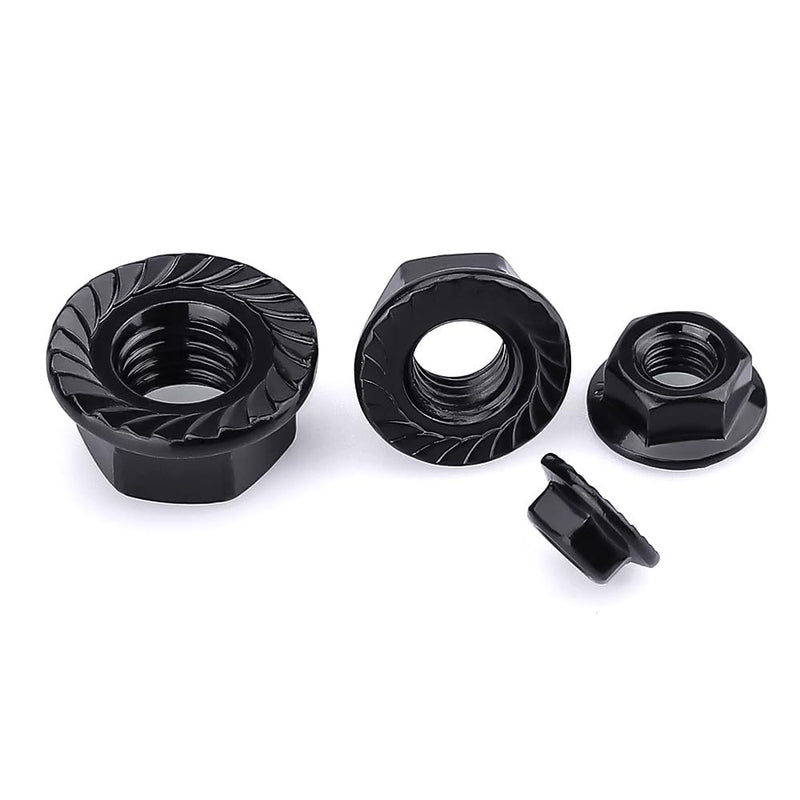 [Australia - AusPower] - 1/4"-20 Hex Head Serrated Flange Nuts, 304 Stainless Steel 18-8 Hexagon Head Flange Nuts, Black Oxide Finish, Hex Drive, 25 PCS 1/4"-20 