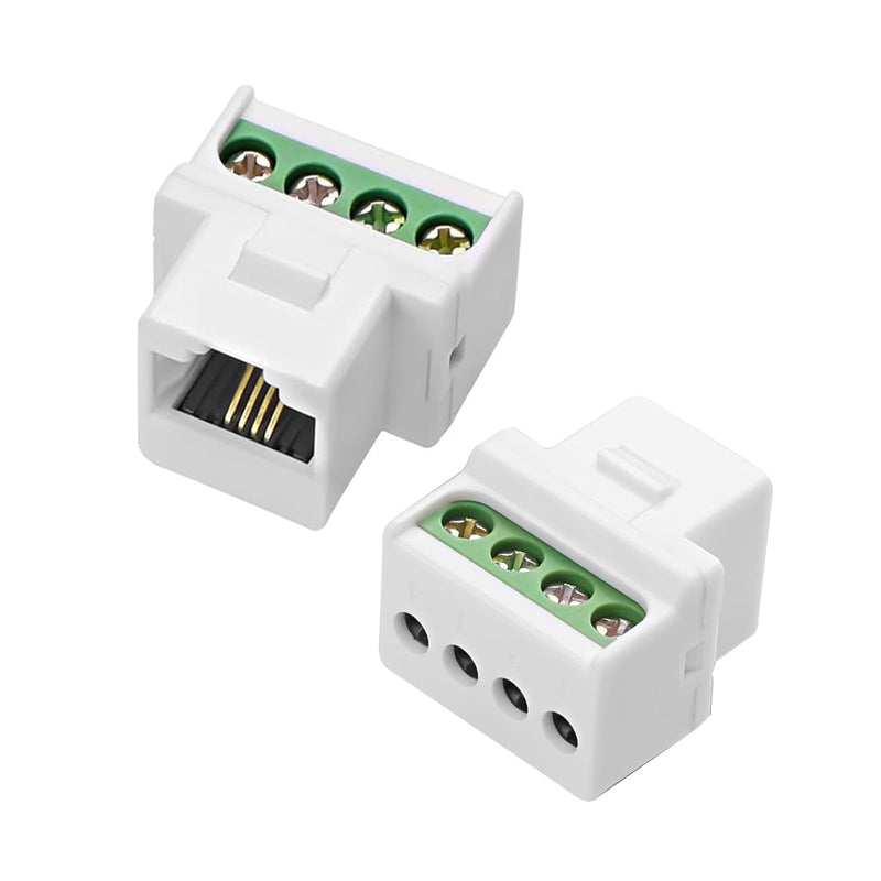 RJ11 CAT3 Keystone Telephone Module RJ11 Female to 4-Pin Screw Term Block Clamp Connector CAT3 Clamp Solderless Adapter Keystone Phone Socket Voice Socket Connector (1) 1