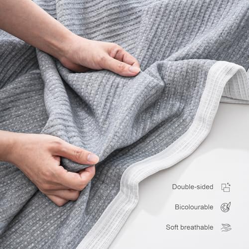 Soft Microfiber Double-Sided Blanket, Bicolourable, Breathable, 80 x 59 inches (Grey-White) Grey-white