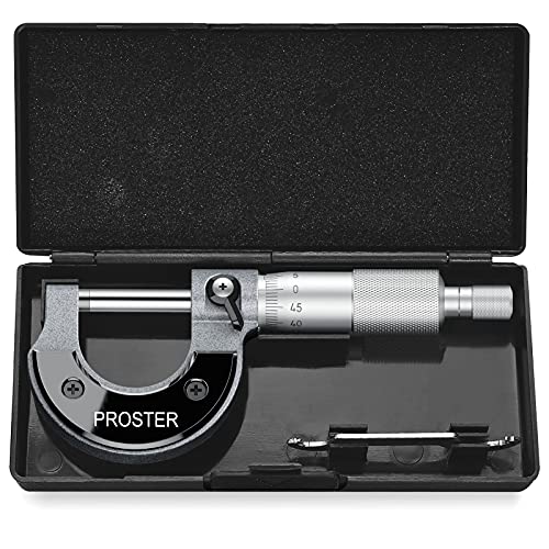 Proster Outside Micrometer Set Outside Micrometer Set 0-150mm Precise External Micrometer Set Mechanical with Ratchet, 0.01mm Accuracy, Carbide Measuring Surfaces (1) 1