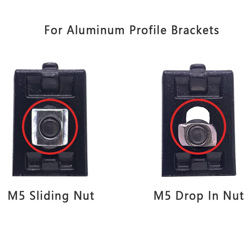 [Australia - AusPower] - 200Pcs Black T Slot Nut Kits for 2020 Series Aluminum Extrusion,40Pcs M5x10,40Pcs M5x8 Hexagon Socket Screws,40Pcs M5 T Sliding Nut,40Pcs M5 T Nut,40Pcs Washers 200pcs Black Nut and Screw Kits 