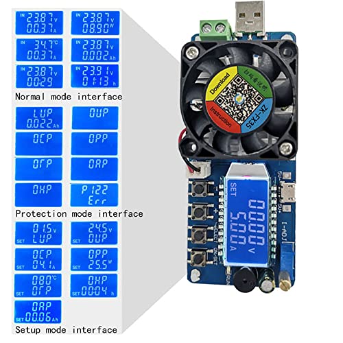 WANGCL DC Electronic Load Tester FX35 5A 35W Constant Current USB Power Detector Battery Capacity Tester Adjustable Resistance LCD Display