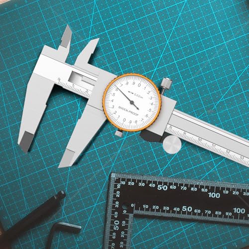 Dial Vernier Caliper 0-150mm Stainless Steel Scale Caliper Watch Caliper Analog 0.02 Resolution Industrial Shockproof Metric Measuring Tool