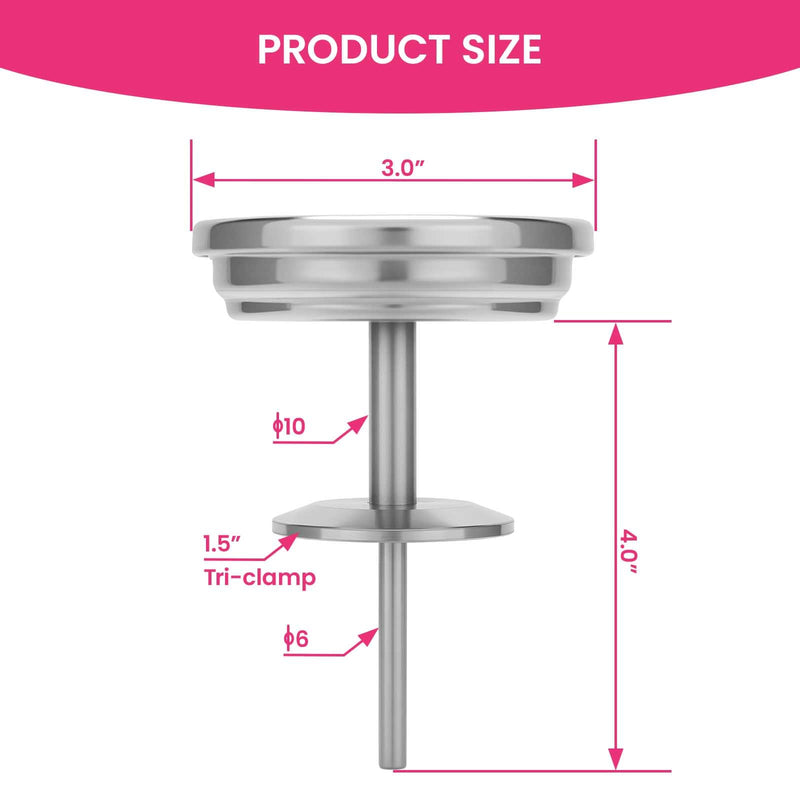 [Australia - AusPower] - Hygienic Bimetallic Thermometer, Full Stainless Steel, 3" Dial Size, 4" Stem, 1.5" Tri-clamp, 0-220 Deg F/-10-100 Deg C, 1% Accuracy 