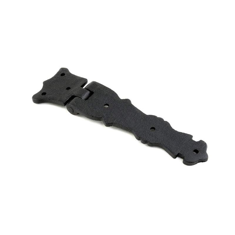 Renovators Supply Manufacturing Shed Door Hinge 5.5 in. Black Wrought Iron Antique Fleur De Lis Style Decorative Flush Mount Cast Iron Barn Door Shed Hinge with Hardware Pack of 2