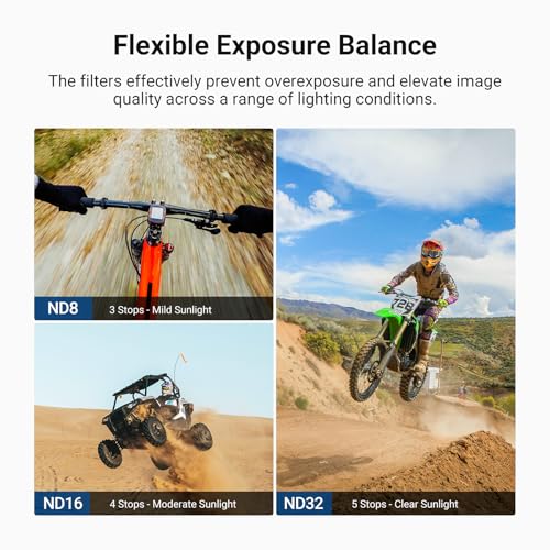 NEEWER CPL + ND Filter Set Compatible with DJI Osmo Action 6 Only, 4 Pack ND8/16/32 Adjustable Circular Polarizing Polarizer Snap On Multicoated HD Action Camera Photography Accessories, FL-B1 4 Pack ND/CPL