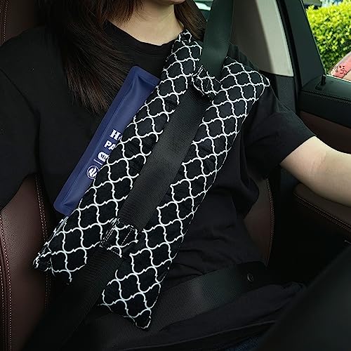 Mastectomy Pillow,Post Heart Surgery Seatbelt Pillow,hysterectomy recovery,c section Recovery,Insert Icebags Pockets chemo port pillow,Pacemaker Seatbelt Protection,Great Breast Cancer Gifts for Women Black&white