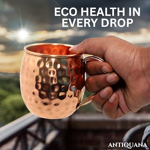 Moscow Mule Mugs - Set of 4-100% Pure Copper Mugs Large 16 oz - Premium Moscow Mule Cups Set of 4 - Solid Copper Cups Perfect Premium Gift Copper Handle