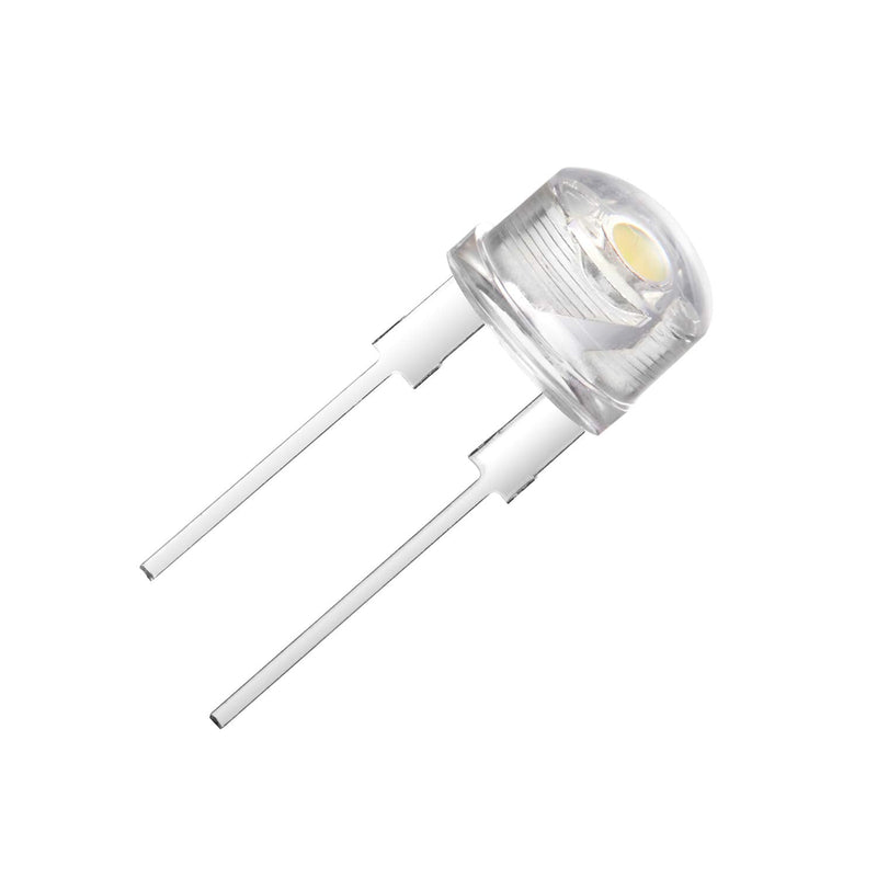 CHANZON 50 pcs 8mm White LED Diode Lights (Straw Hat Clear Transparent DC 3V 250mA) Bright Lighting Bulb Lamps Electronics Components Indicator Light Emitting Diodes A) White (50pcs)